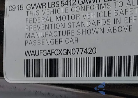 2016 Audi A6 3.0T Premium Plus z USA, uszkodzony, nr VIN WAUFGAFCXGN077420